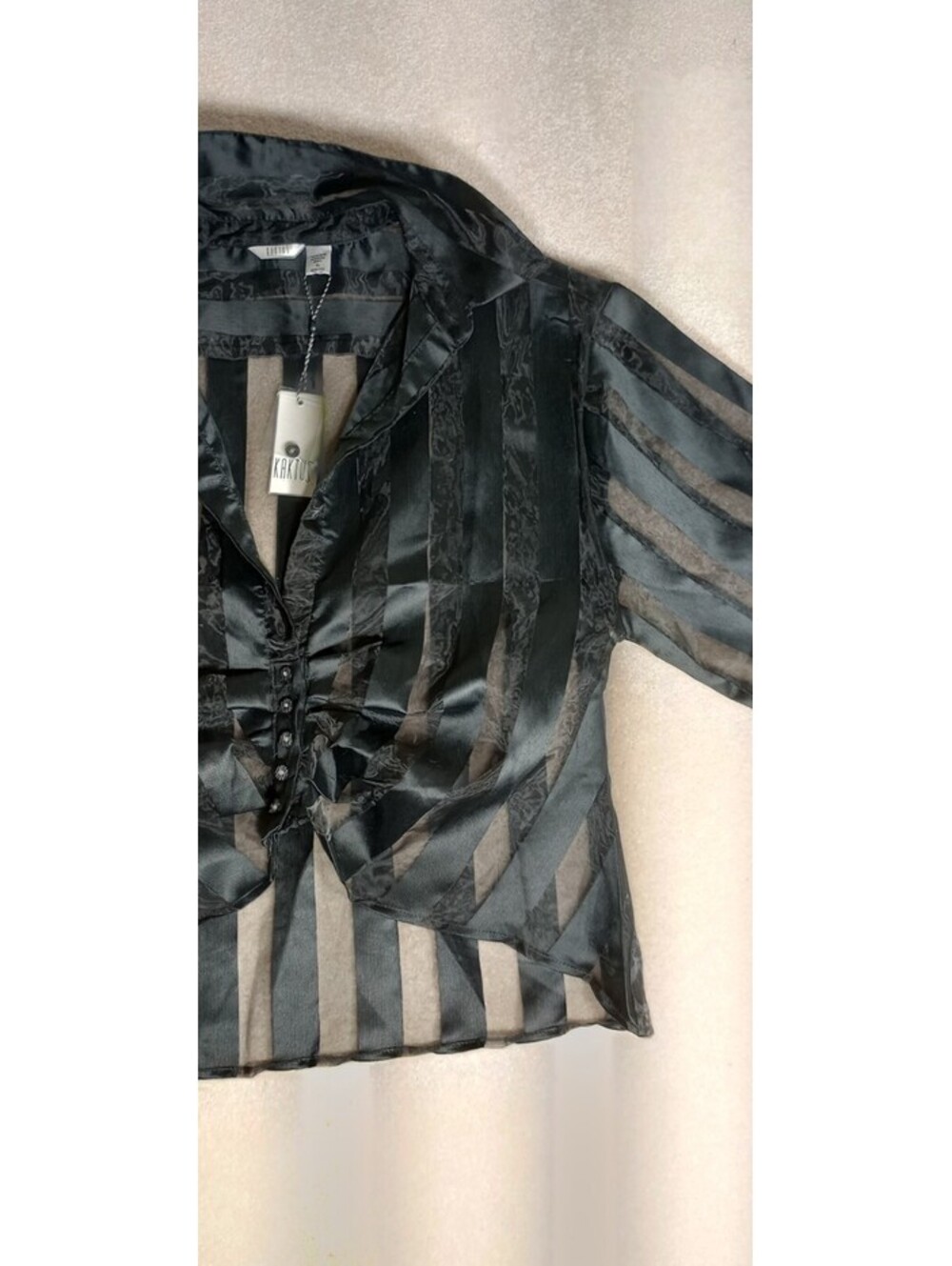 Kaktus Jacket Womens Black Stripe Sheer Organza Fairy Formal Event Artsy Gala XL - Picture 5 of 16